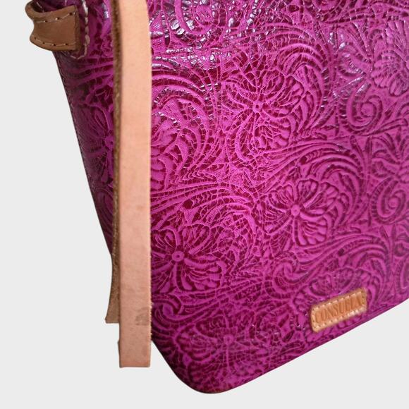 Consuela mena wedge purse fuchsia tooled leather bag Pink Crossbody - Picture 14 of 14
